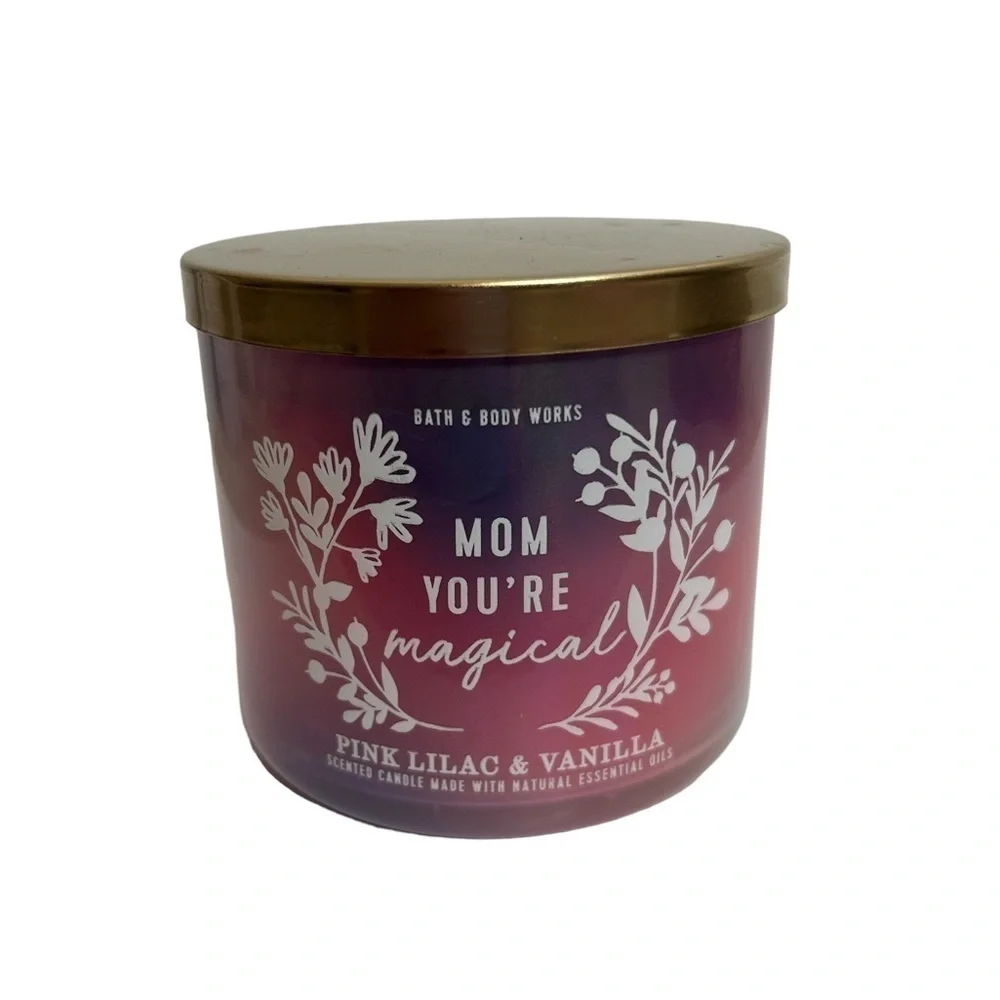 Bath & Body Works Mom You're Magical Pink Lilac & Vanilla 3 Wick Candle 14.5 oz